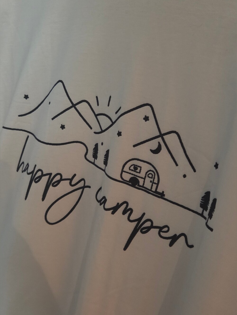 Happy Camper Graphic Long Sleeve Shirt Oversized Women 2X - Picture 2 of 2